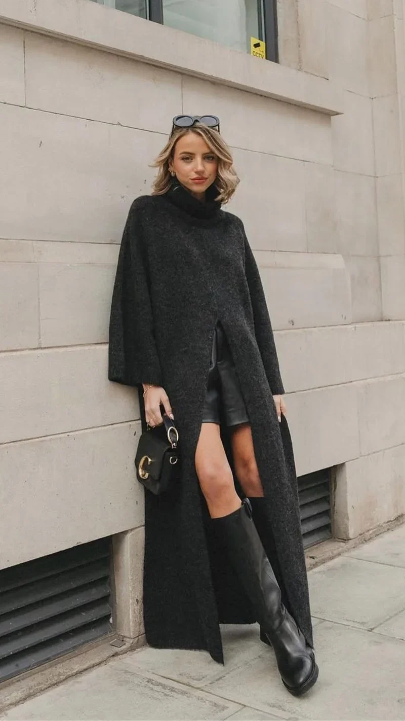 Robe-pull longue à fente centrale Vivienne