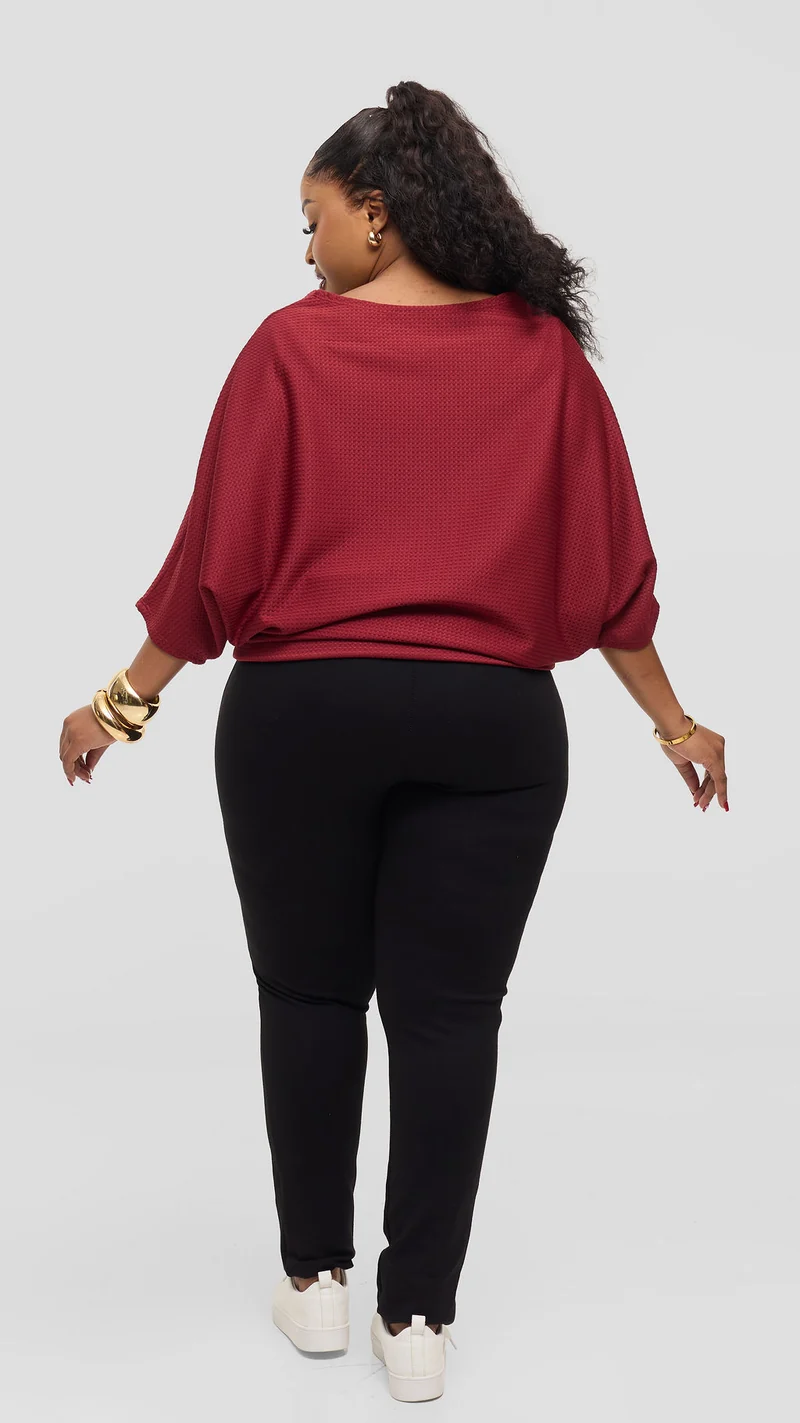 Vivo Dolman Sweater in Rib - Maroon