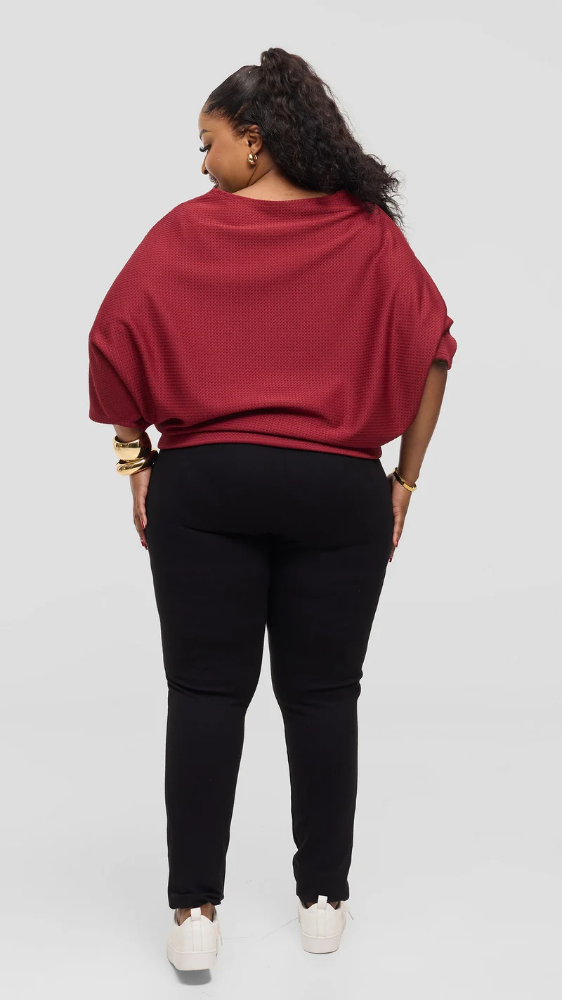 Vivo Dolman Sweater in Rib - Maroon