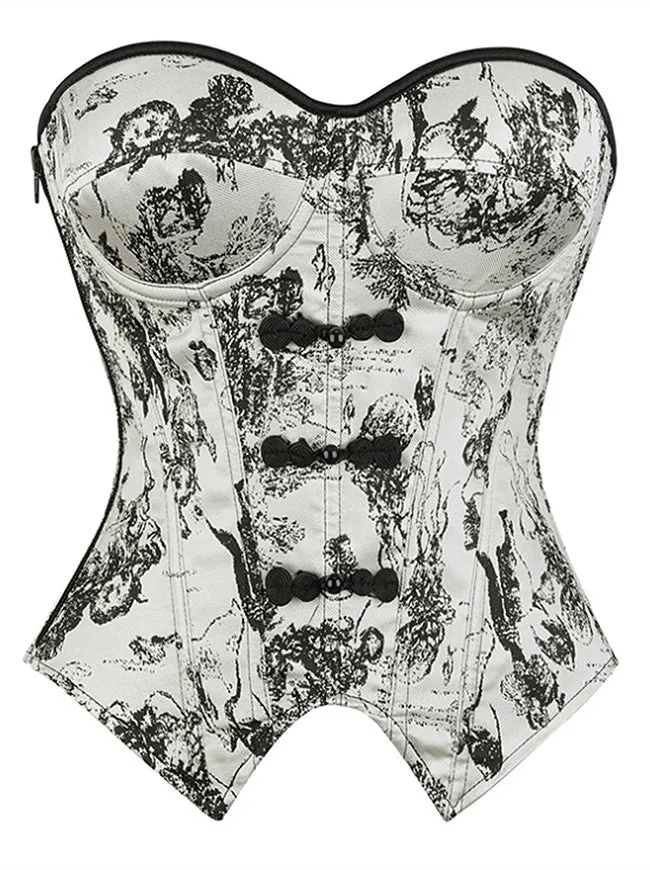 Vintage Sweetheart Korsett-Bustier-Top mit Schnürung und seitlichem Reißverschluss in Tintenwaschung.