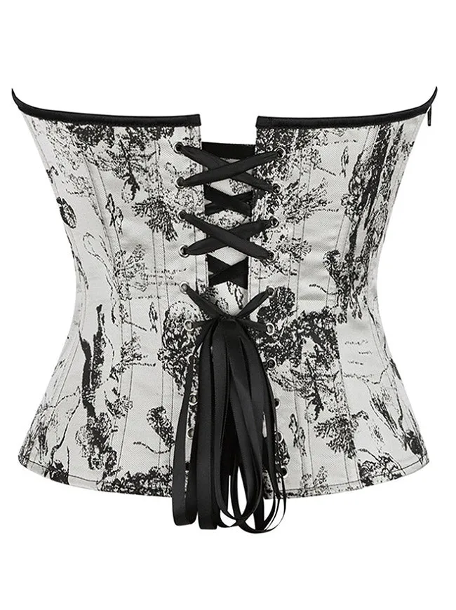 Vintage Sweetheart Korsett-Bustier-Top mit Schnürung und seitlichem Reißverschluss in Tintenwaschung.