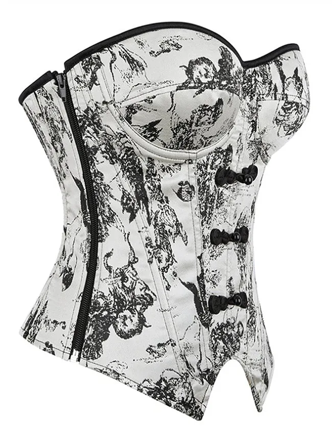 Vintage Sweetheart Korsett-Bustier-Top mit Schnürung und seitlichem Reißverschluss in Tintenwaschung.