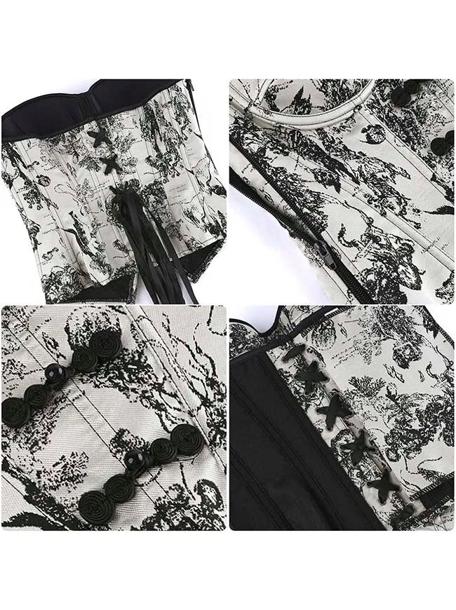 Vintage Sweetheart Korsett-Bustier-Top mit Schnürung und seitlichem Reißverschluss in Tintenwaschung.