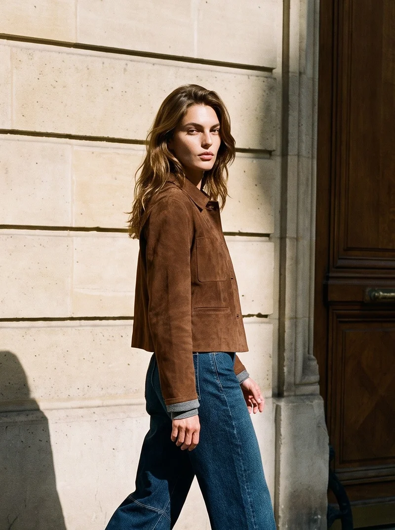 Veste suède à poches plaquées Anouk