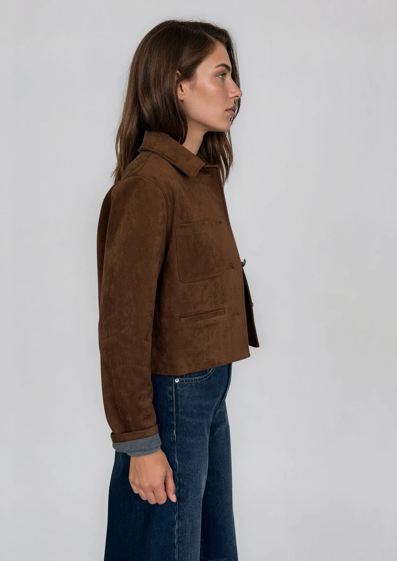 Veste suède à poches plaquées Anouk
