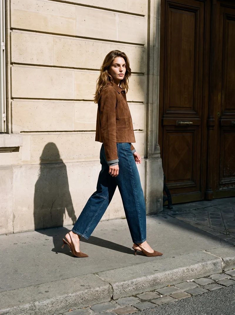 Veste suède à poches plaquées Anouk