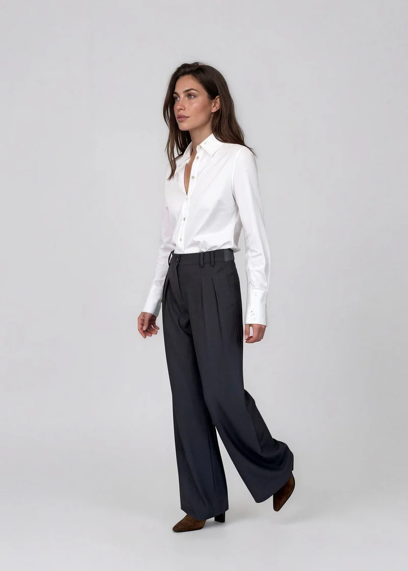 Pantalon tailleur ample à plis Dana