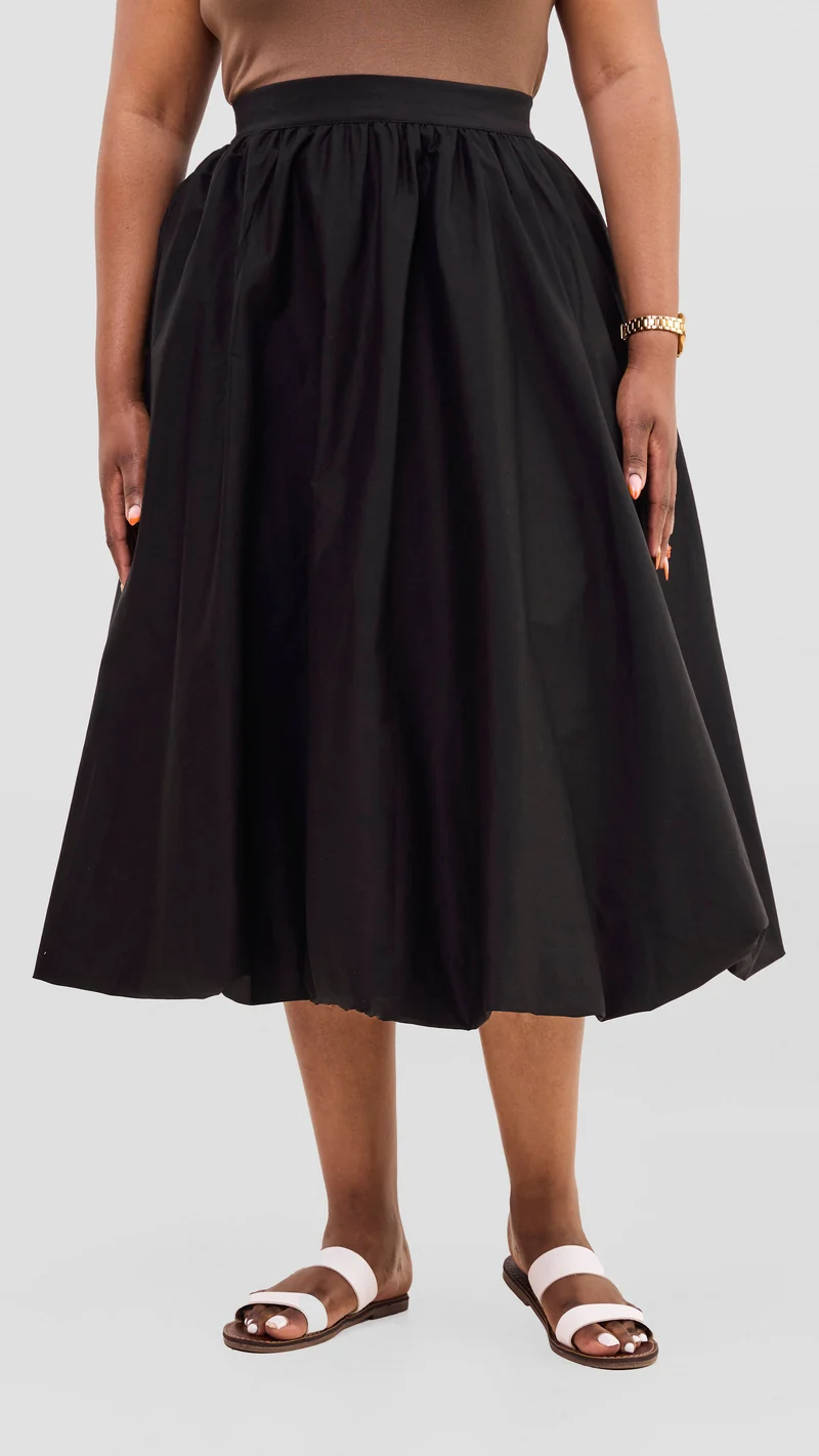 Safari Solana Bubble Midi Skirt - Black
