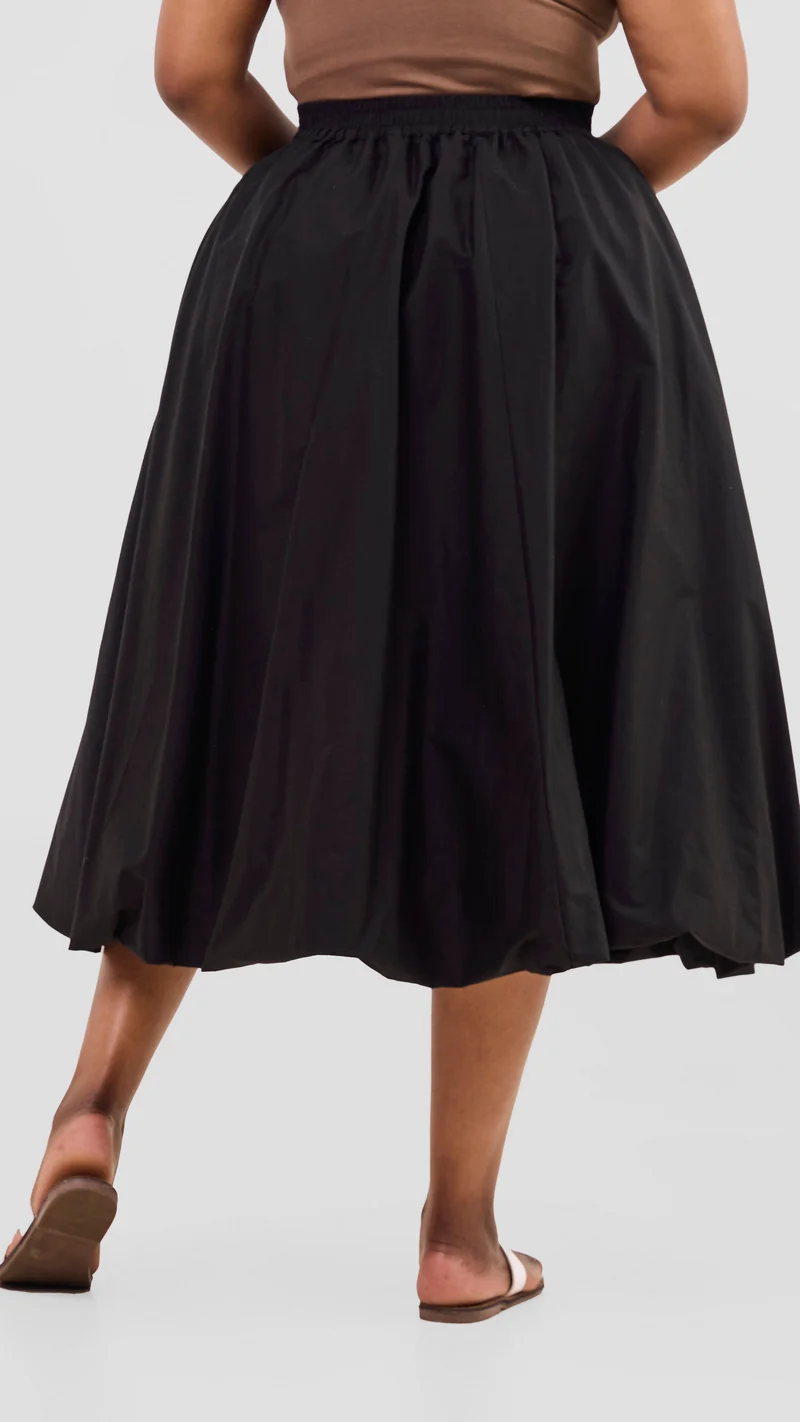 Safari Solana Bubble Midi Skirt - Black