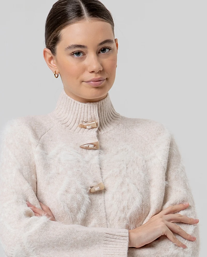 Cardigan en tricot à col cheminée