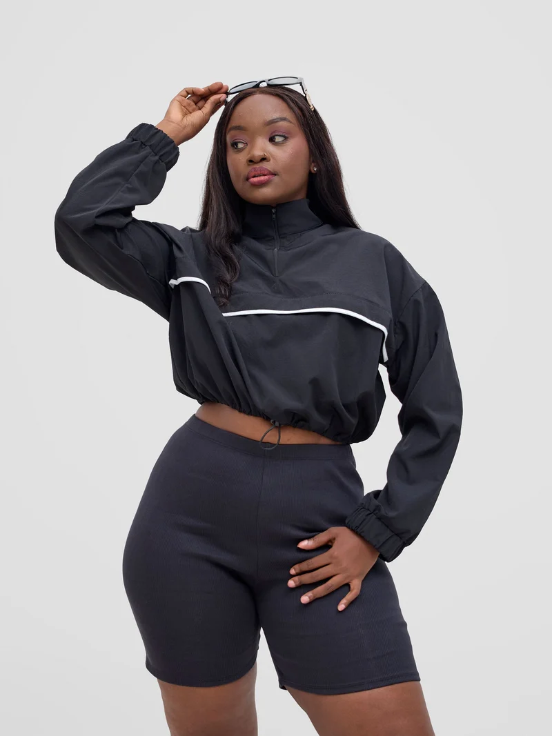Zoya Vasha Midriff Jacket - Black / White Mesh
