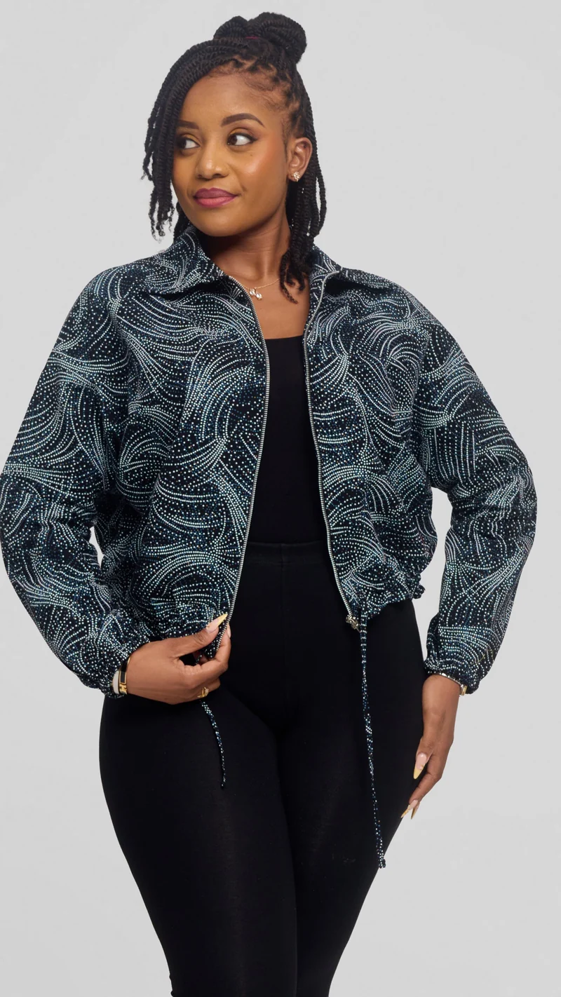 Safari by Vivo Zipped Jacket in Kitenge - Ombi Print