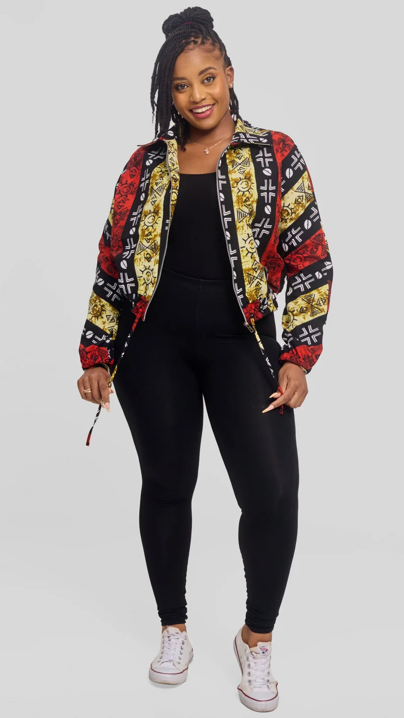 Safari by Vivo Zipped Jacket in Kitenge - Keya Print