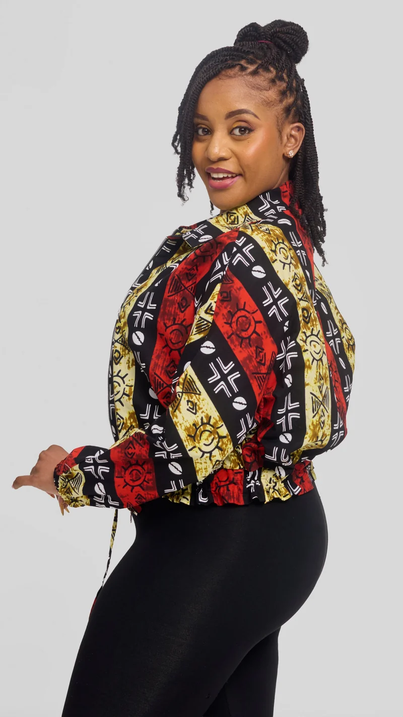 Safari by Vivo Zipped Jacket in Kitenge - Keya Print