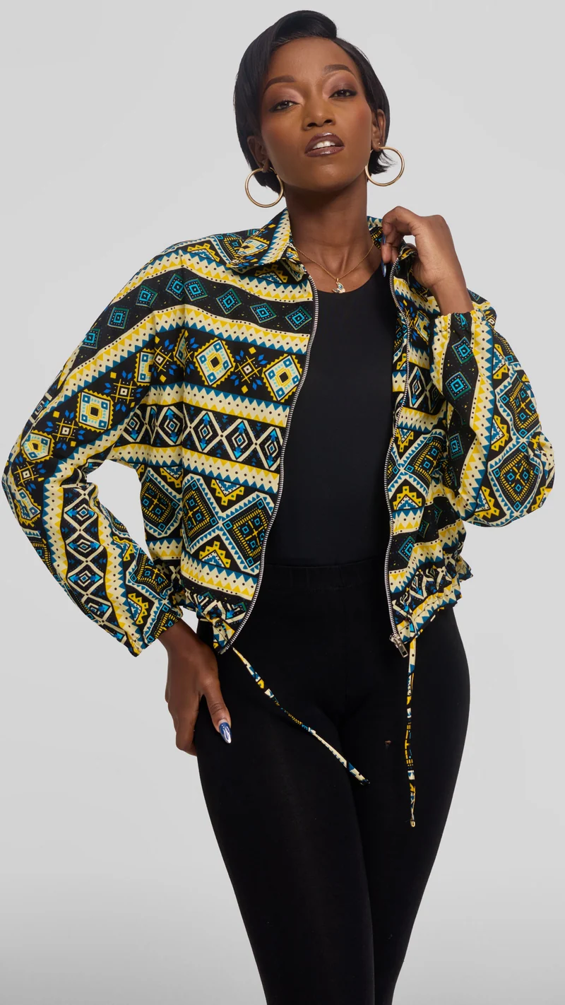 Safari by Vivo Zipped Jacket in Kitenge - Sanaa Print