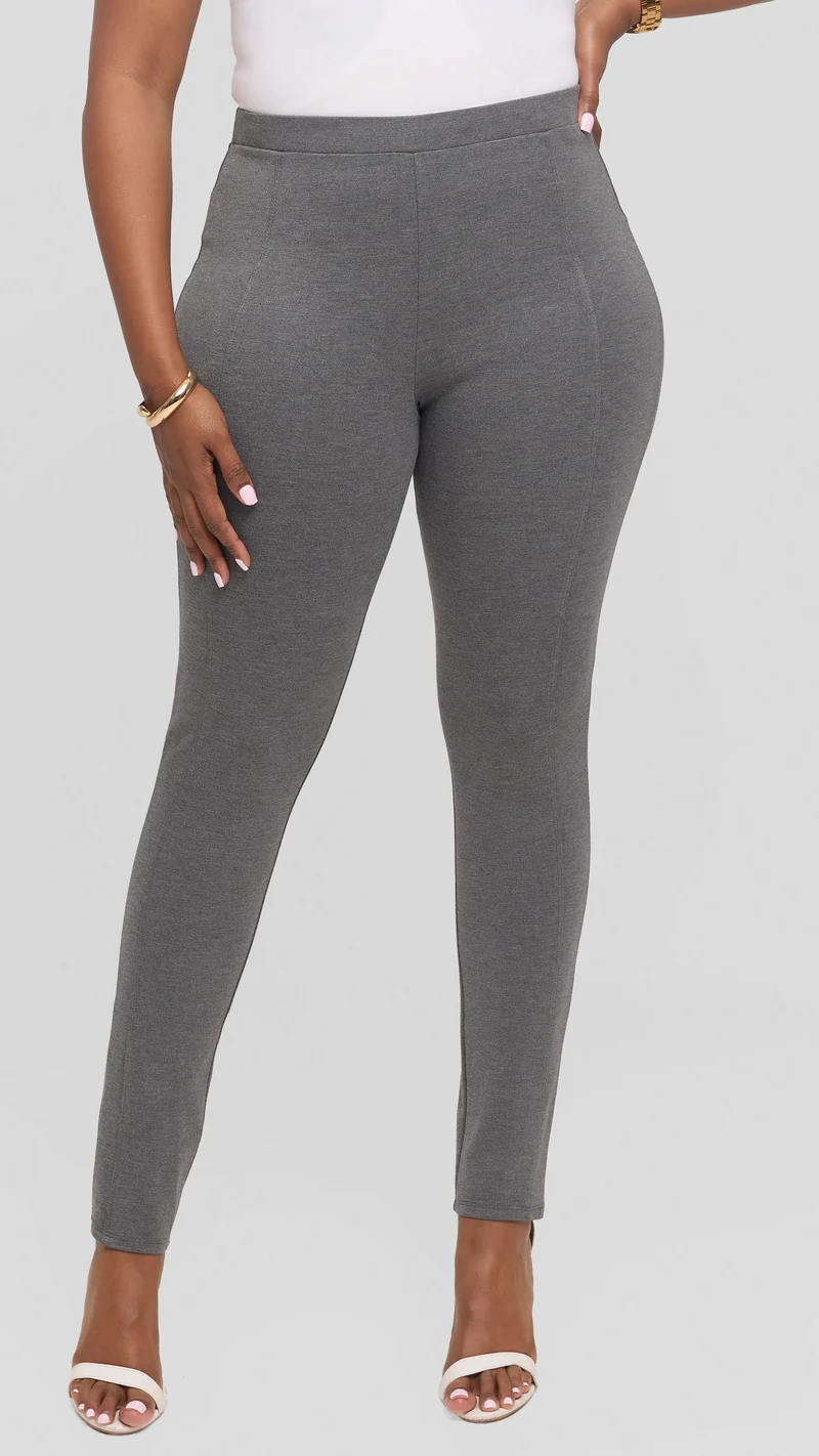 Vivo Basic Panelled Leisure Pants in Ponte - Grey