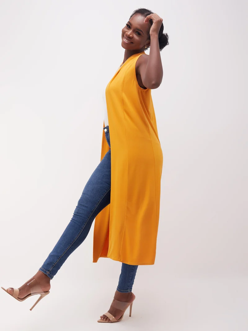 Vivo Basic Sleeveless Long Lily Waterfall - Mustard