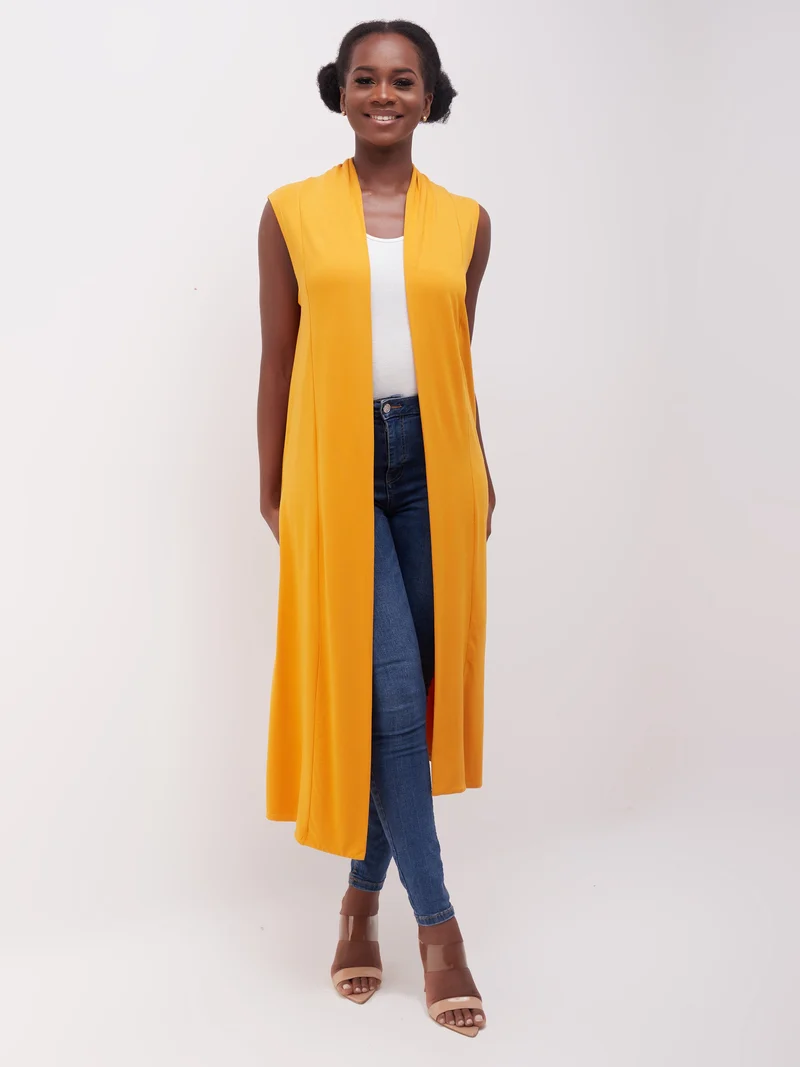 Vivo Basic Sleeveless Long Lily Waterfall - Mustard