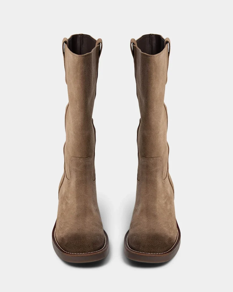 Bottes mi-hautes en suède à talon bloc Juliane