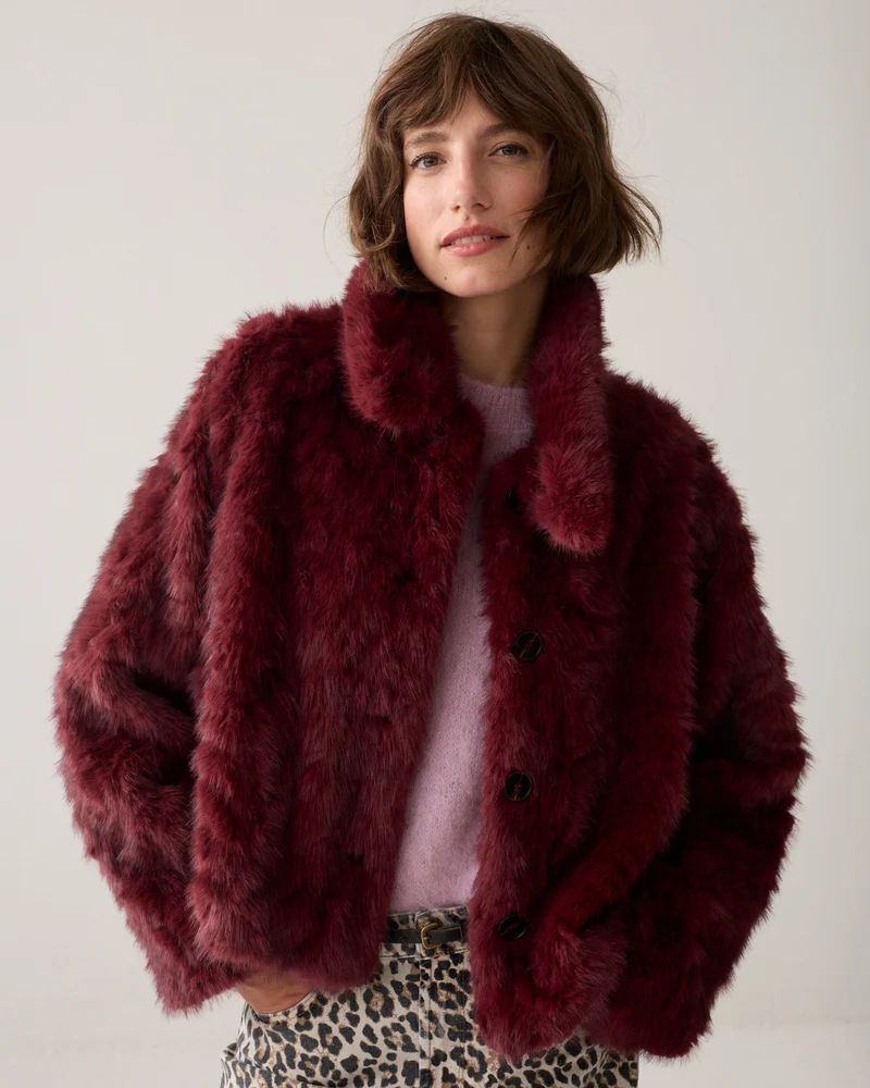 Veste en fausse fourrure à col montant
