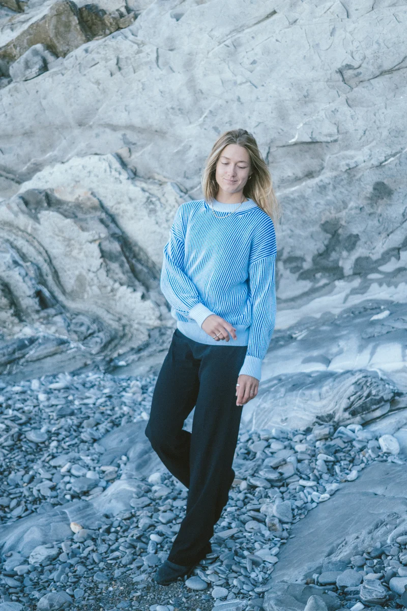 Strickpullover Hella Blue-Blue-Striped