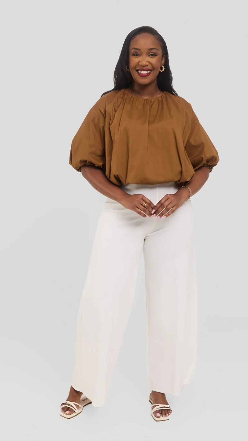 Safari by Vivo Wide Sleeve Top in Cotton - Dark Tan