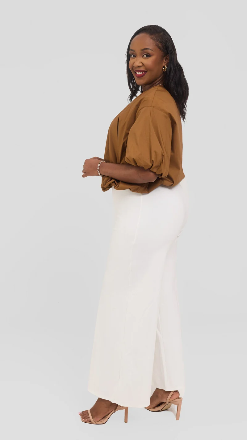 Safari by Vivo Wide Sleeve Top in Cotton - Dark Tan