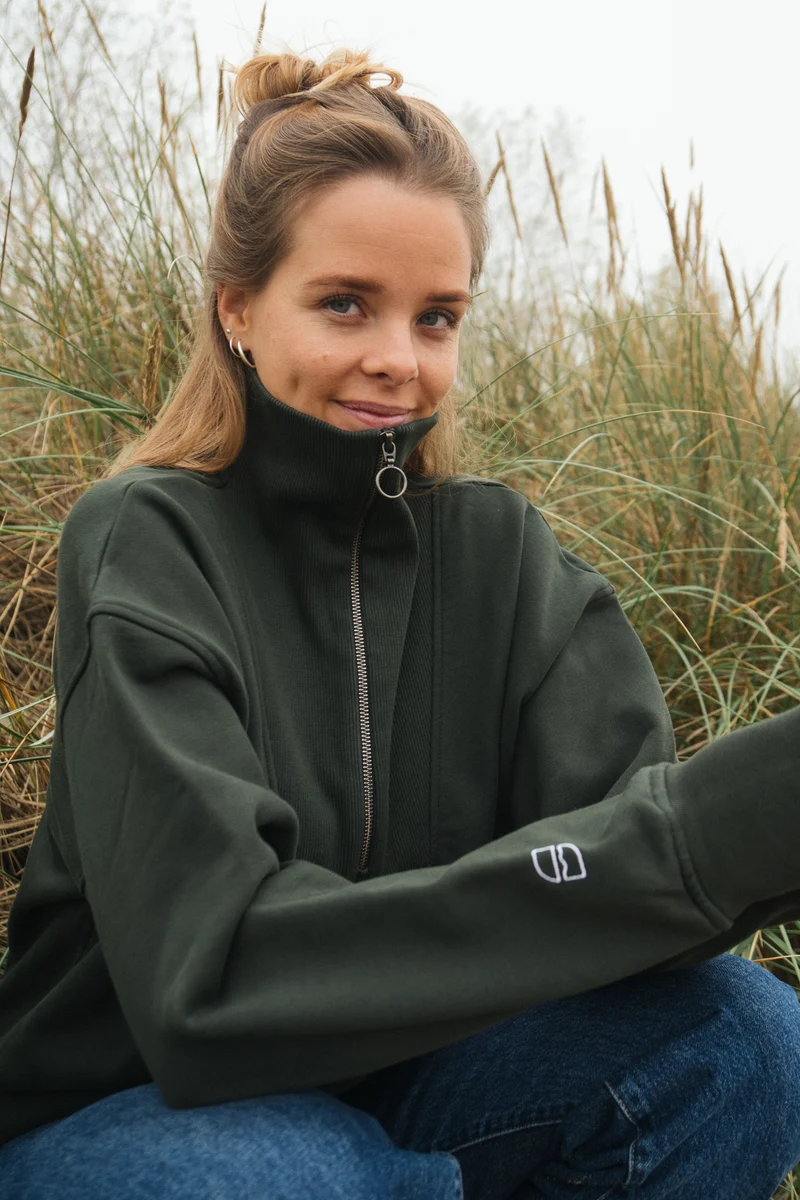 Half-Zip Sweater Brit Dunkelgrün