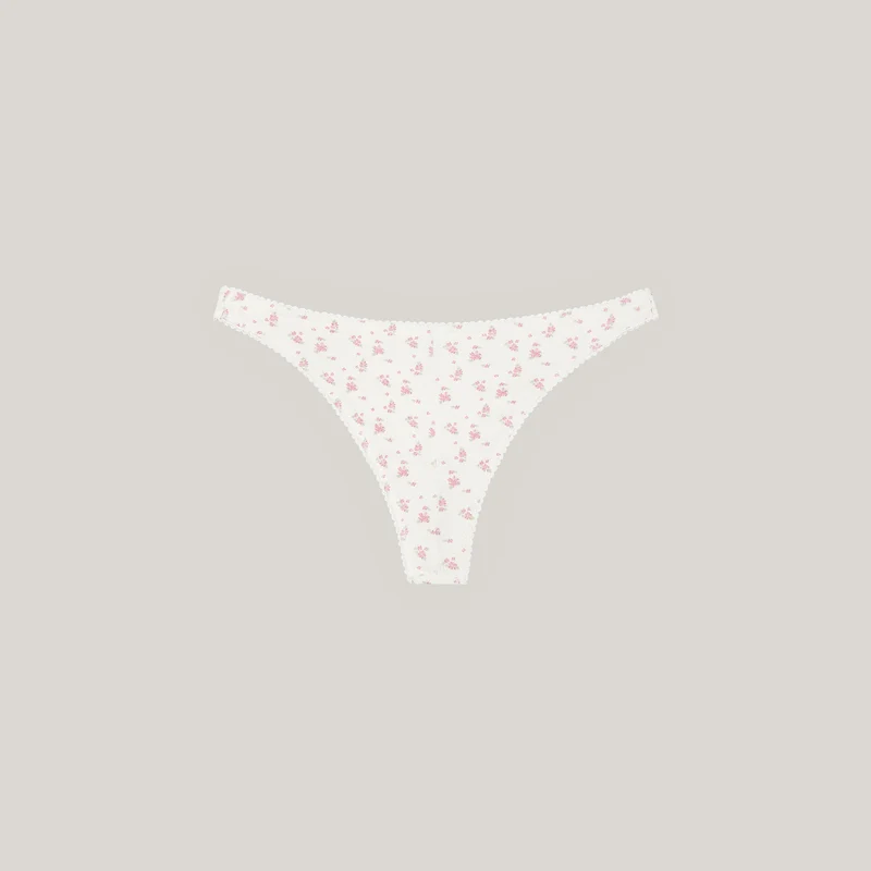 Pointelle Brazilian Slip - Crèmes Blumenmuster