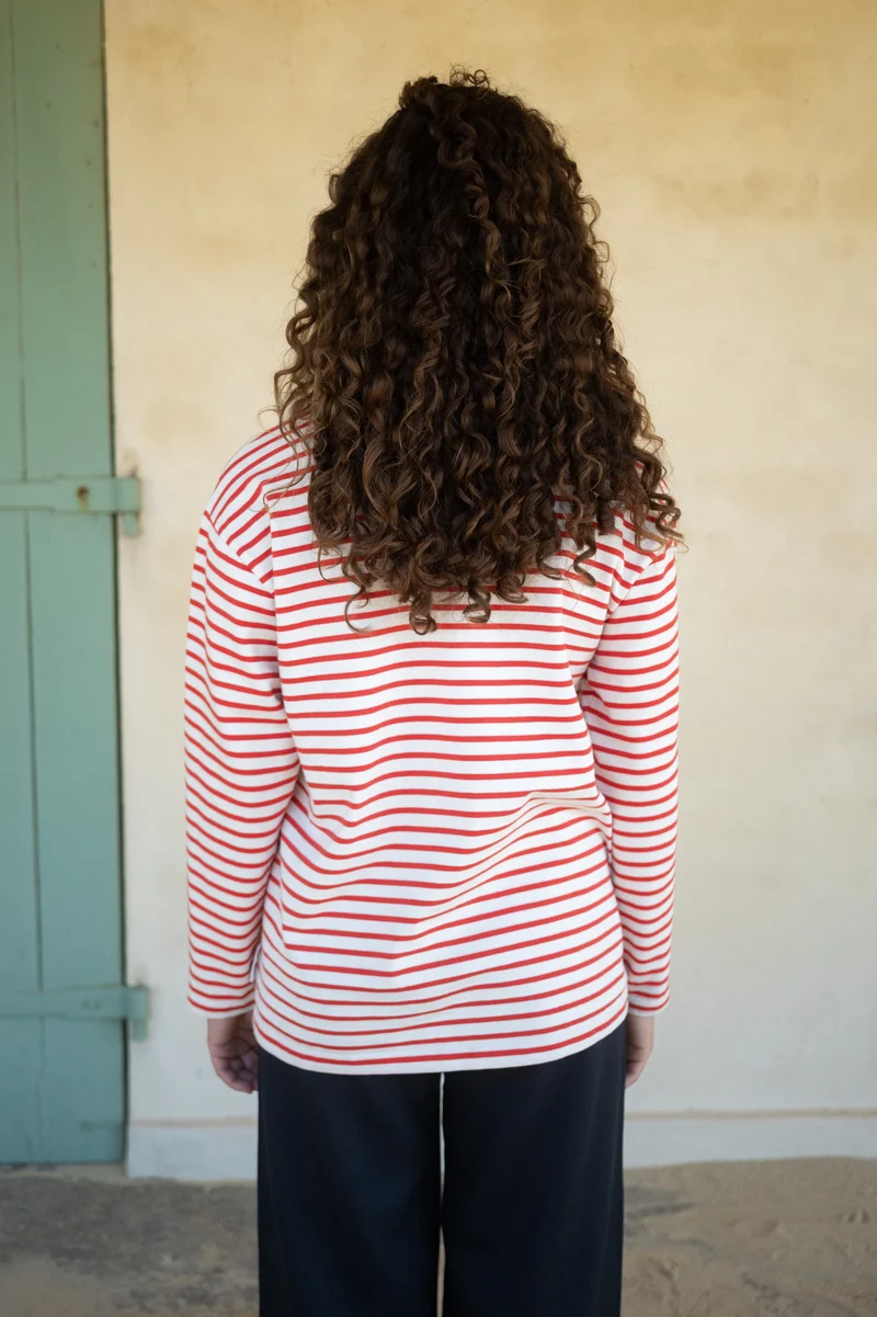 Longsleeve Stina naturweiß-rot