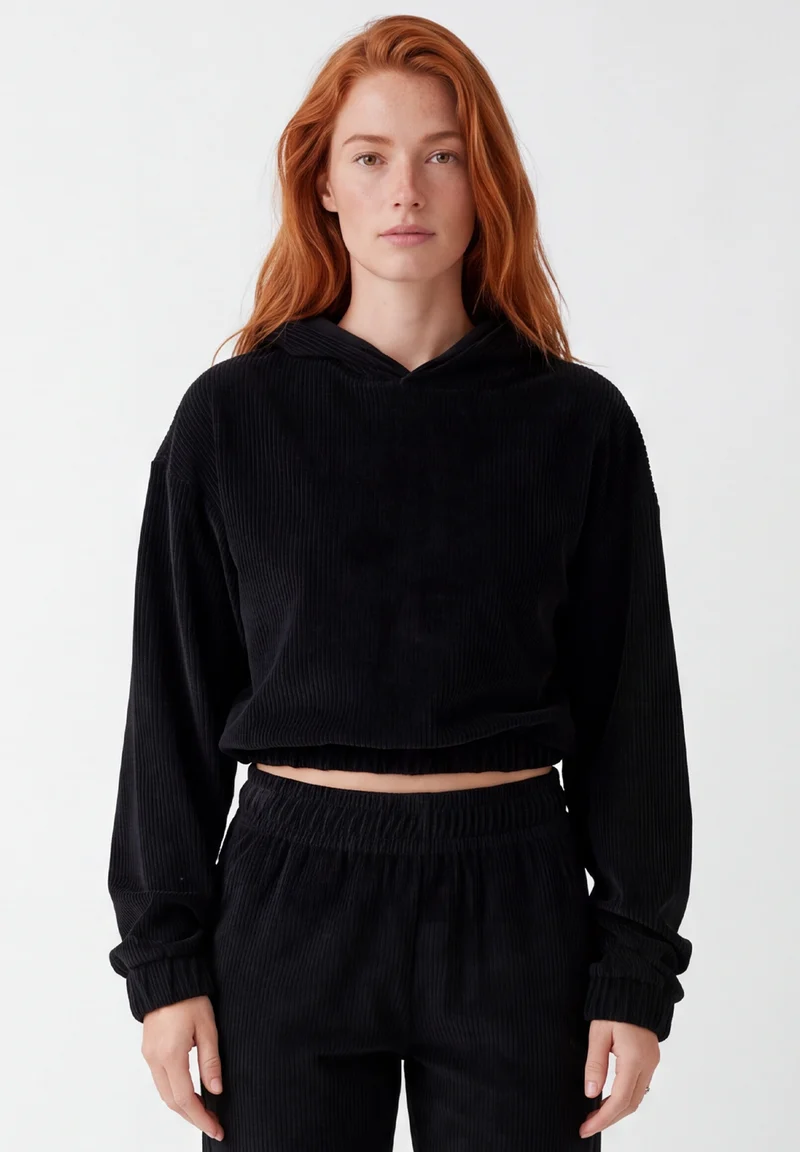Cropped Cord-Hoodie aus Bio-Baumwolle