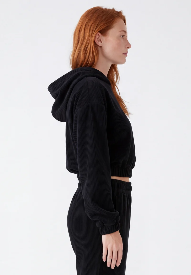 Cropped Cord-Hoodie aus Bio-Baumwolle