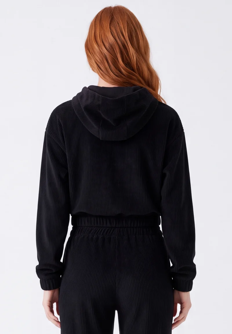 Cropped Cord-Hoodie aus Bio-Baumwolle