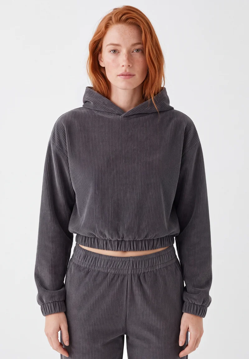 Cropped Cord-Hoodie aus Bio-Baumwolle