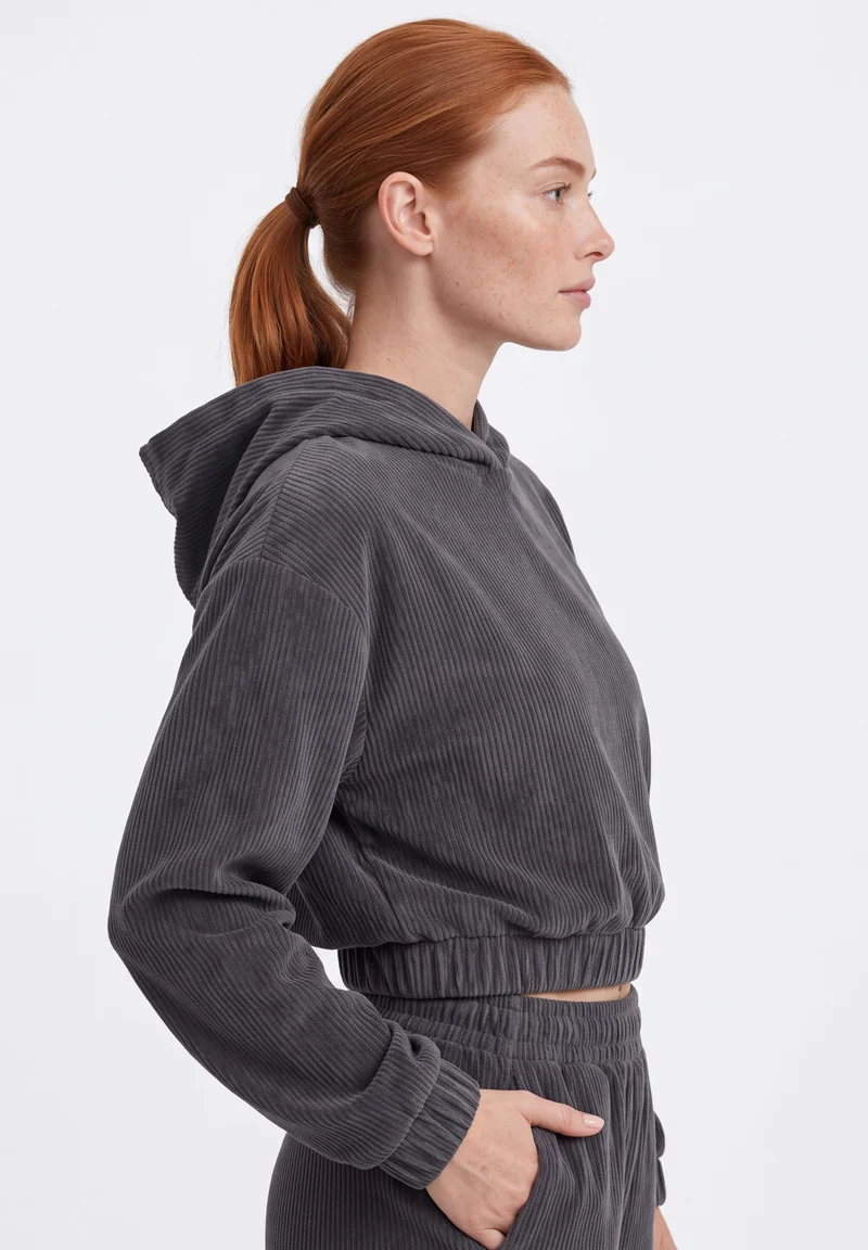 Cropped Cord-Hoodie aus Bio-Baumwolle
