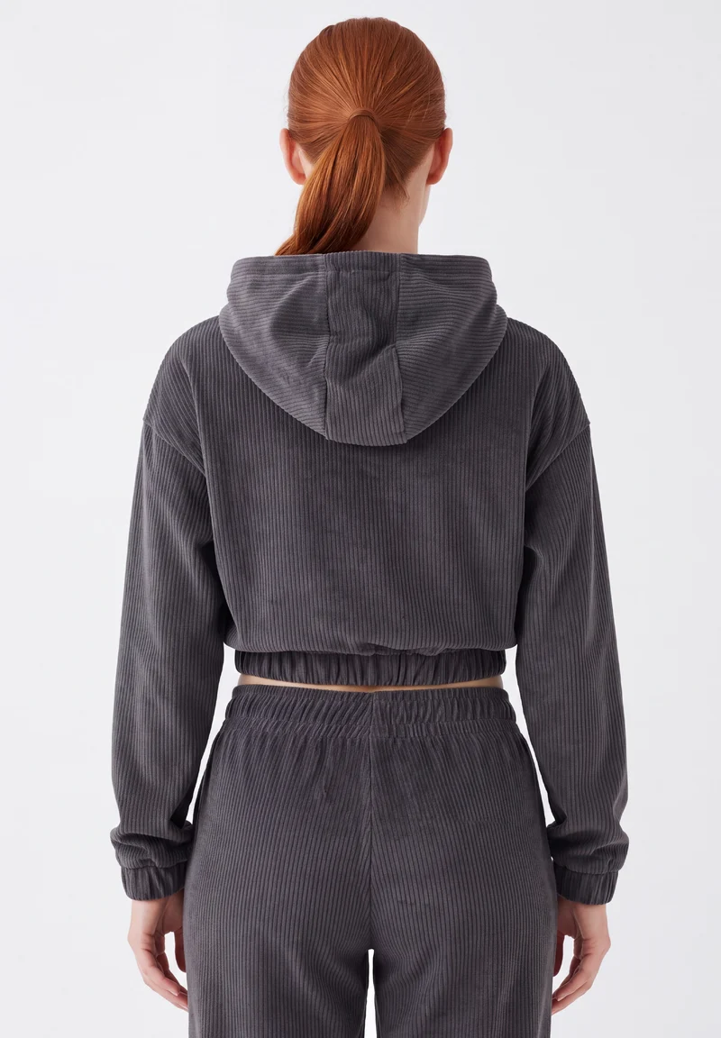 Cropped Cord-Hoodie aus Bio-Baumwolle