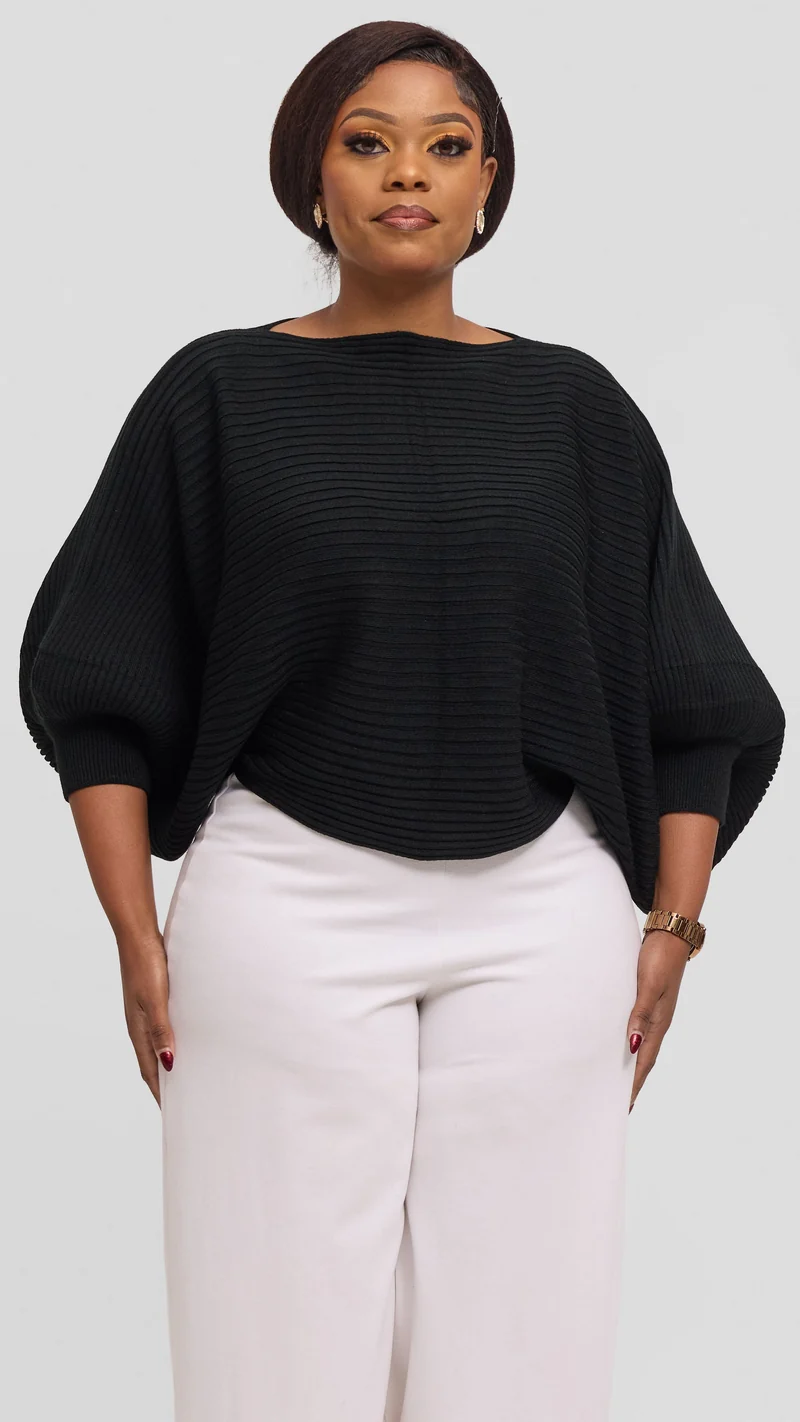 Vivo Balloon Sleeved Sweater - Black