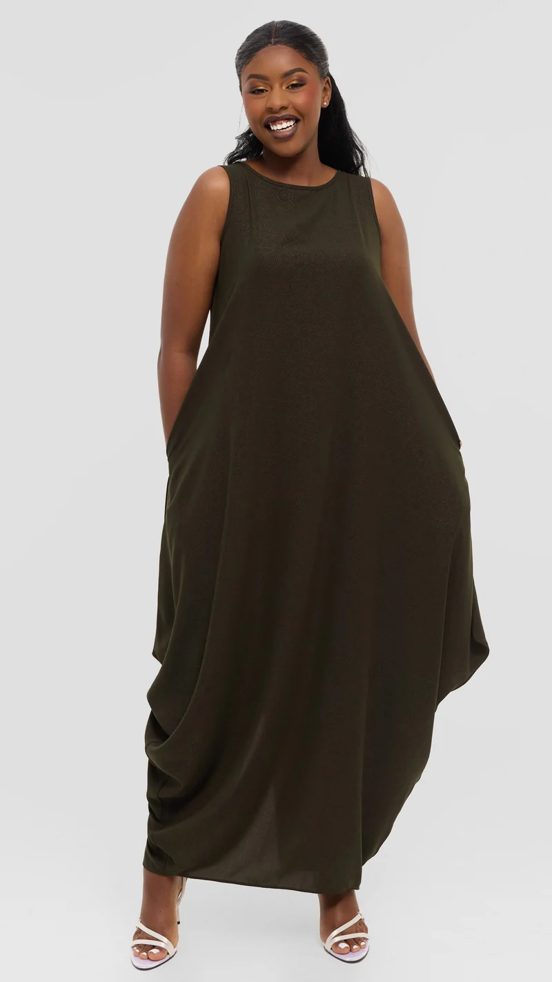 Vivo Seli Maxi Dress in Crepe - Hunters Spiral