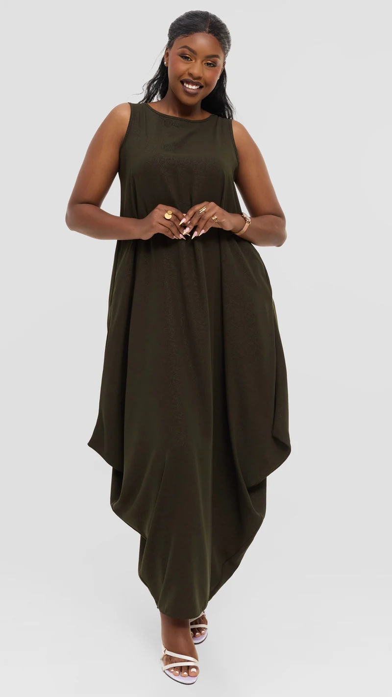 Vivo Seli Maxi Dress in Crepe - Hunters Spiral