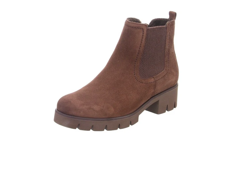 Damen Chelsea-Stiefelette in Braun mit Blockabsatz