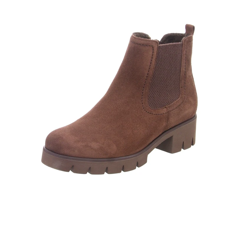 Damen Chelsea-Stiefelette in Braun mit Blockabsatz