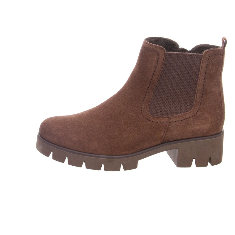 Damen Chelsea-Stiefelette in Braun mit Blockabsatz