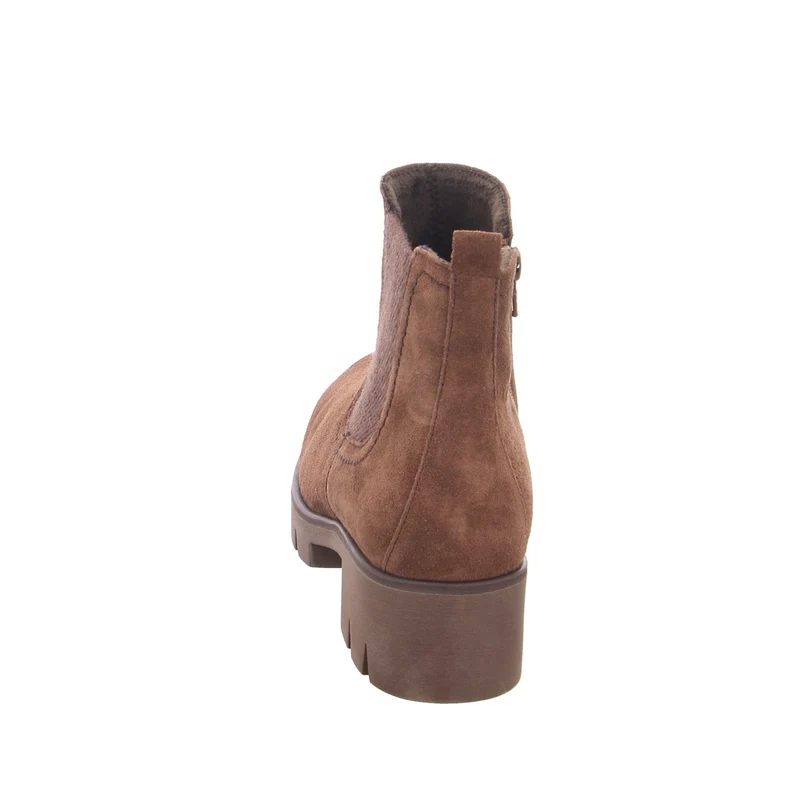 Damen Chelsea-Stiefelette in Braun mit Blockabsatz