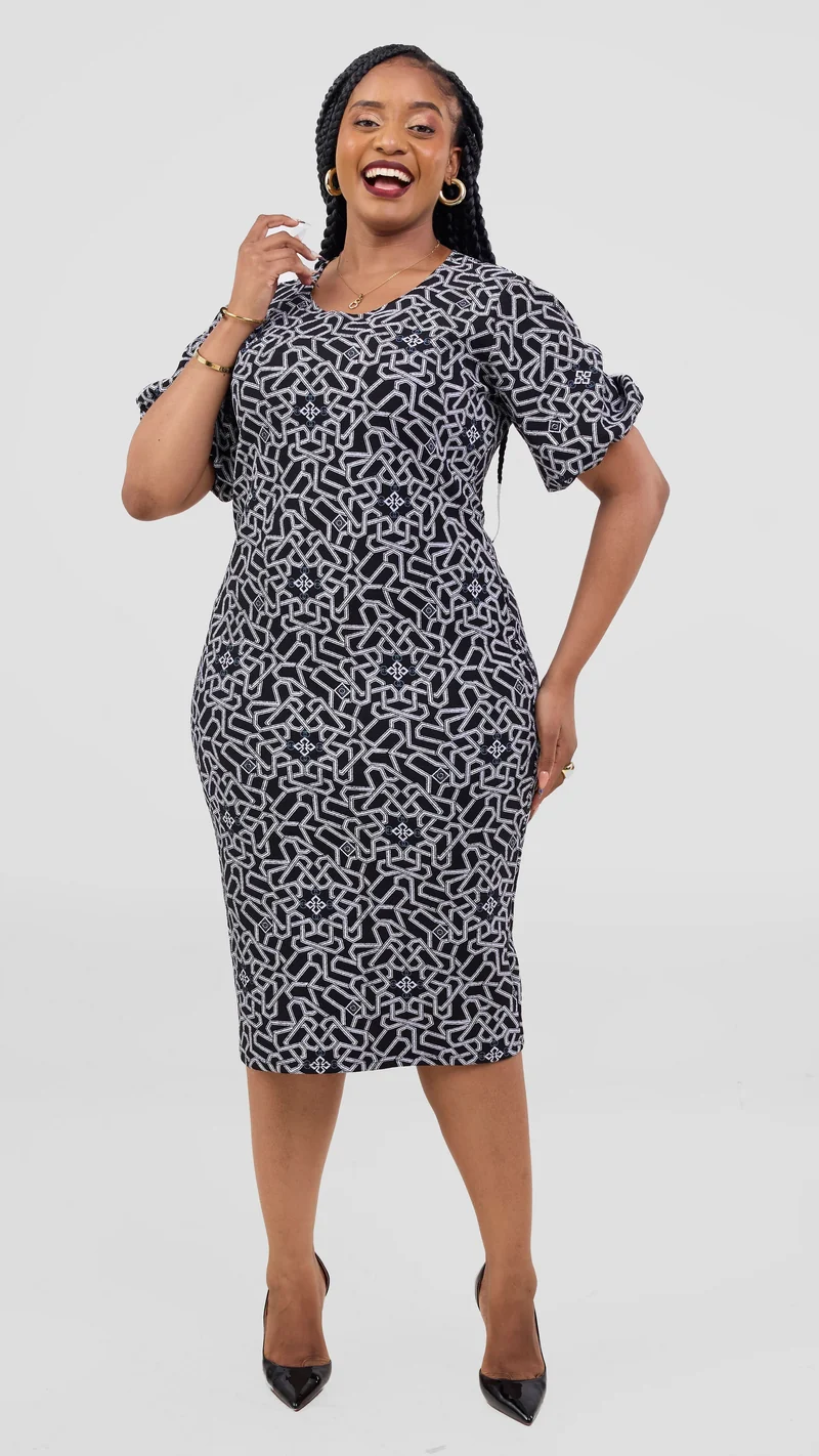 Lizola Averie Bodycon Dress - White / Black
