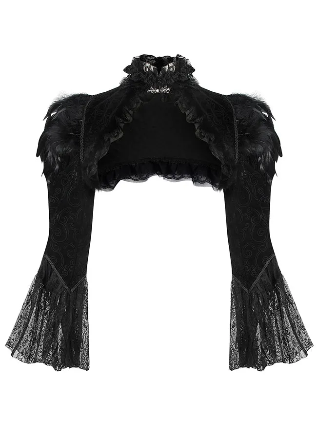 Gothic Steampunk Bolero Vintage Federjacke Schulterzucken