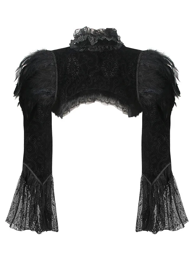 Gothic Steampunk Bolero Vintage Federjacke Schulterzucken