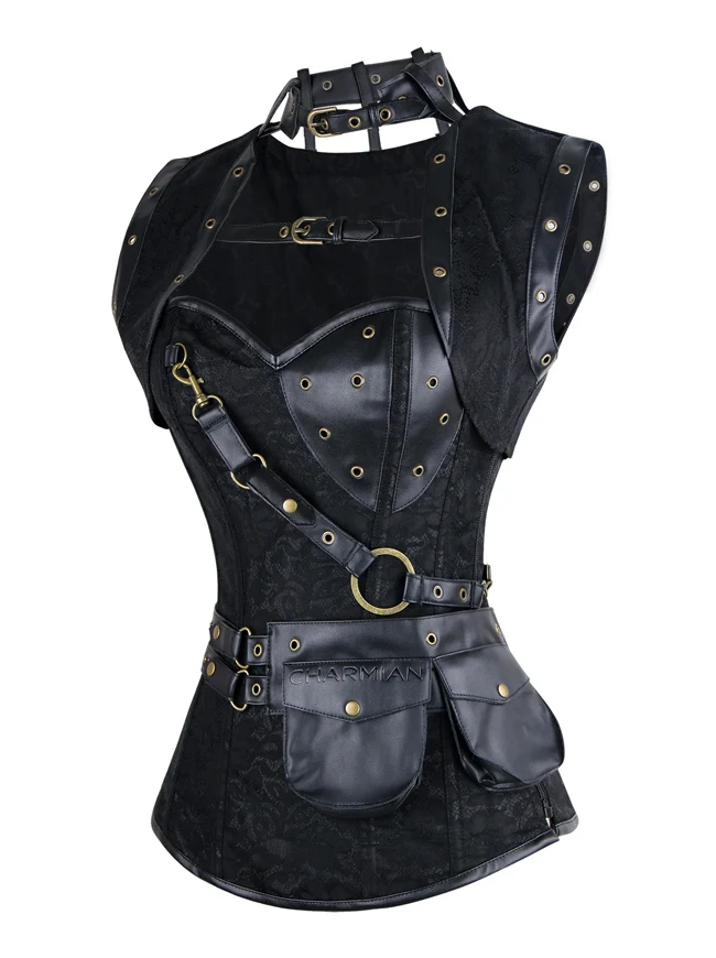 Steampunk Gothic Retro Spirale Stahl Knochen Korsett Bustier Top