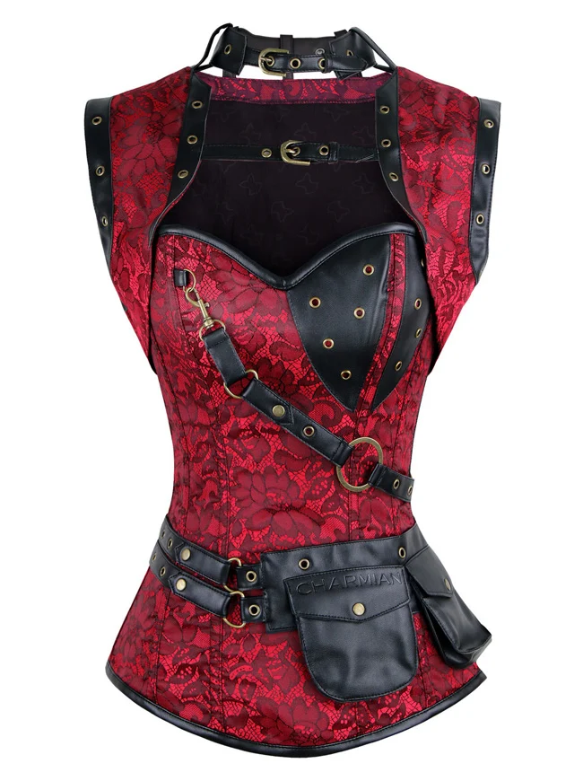 Steampunk Gothic Retro Spirale Stahl Knochen Korsett Bustier Top