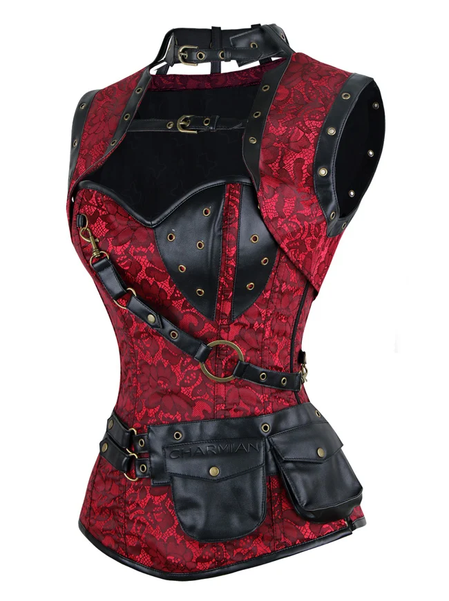 Steampunk Gothic Retro Spirale Stahl Knochen Korsett Bustier Top