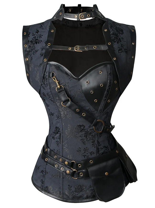 Steampunk Gothic Retro Spirale Stahl Knochen Korsett Bustier Top